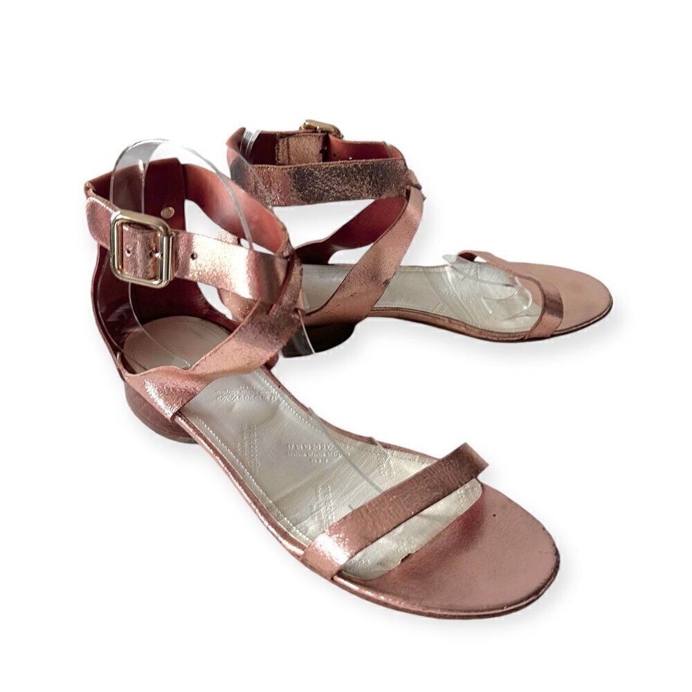 Maison Martin Margiela Rose Gold Cracked Metallic Leather Sandals EU 39.5 - Picture 9 of 13
